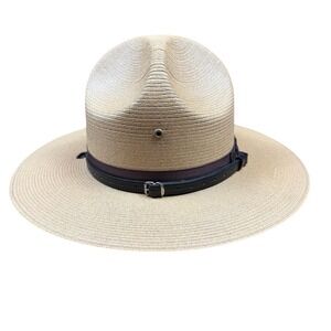 Stratton Self Forming Straw Campaign Hat Montana Peak Ranger Police Tan USA S40